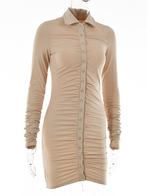 Articat new fall casual women's dress retro bodycon unique breasted summer dress simple pleated y2k women's 2022