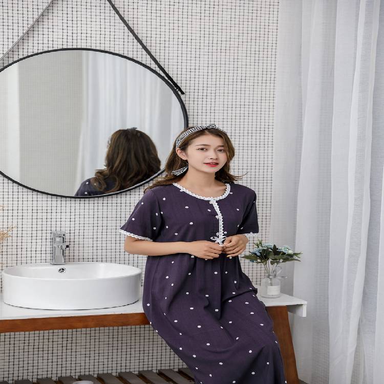 Fdfklak  Fat Nightgowns Women Short Sleeve Long Dress Print Cotton Home Wear Clothes Nightdress Ladies Sleepwear Nightshirt