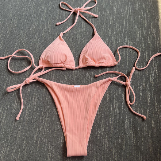 2023 European and American new sexy three-point small pit strip split swimsuit bikini bikini