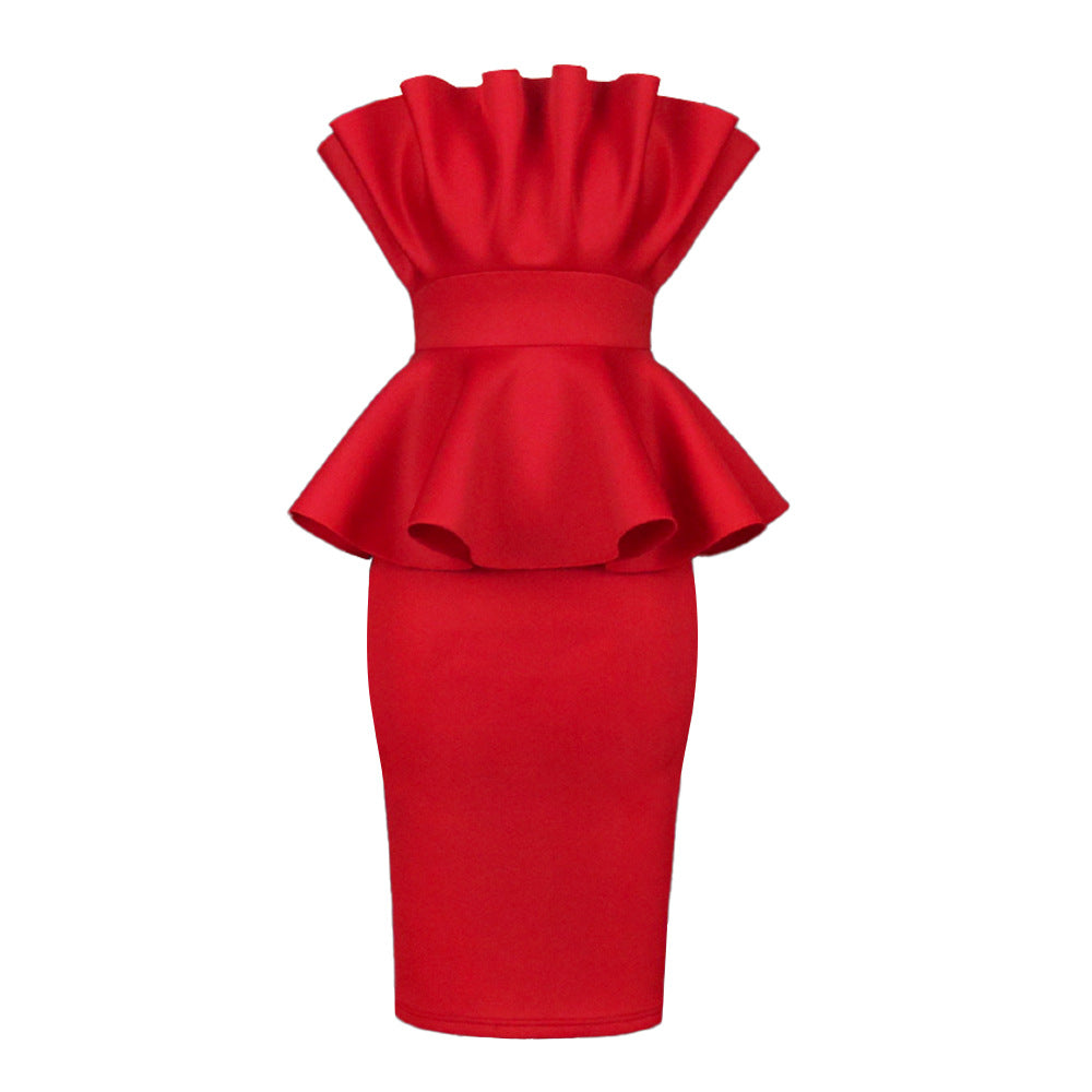 Feminino festa bodycon tube topos vestido sexy peplum sem encosto magro plissado primavera celebrar noite ocasião vestidos elegantes 2022