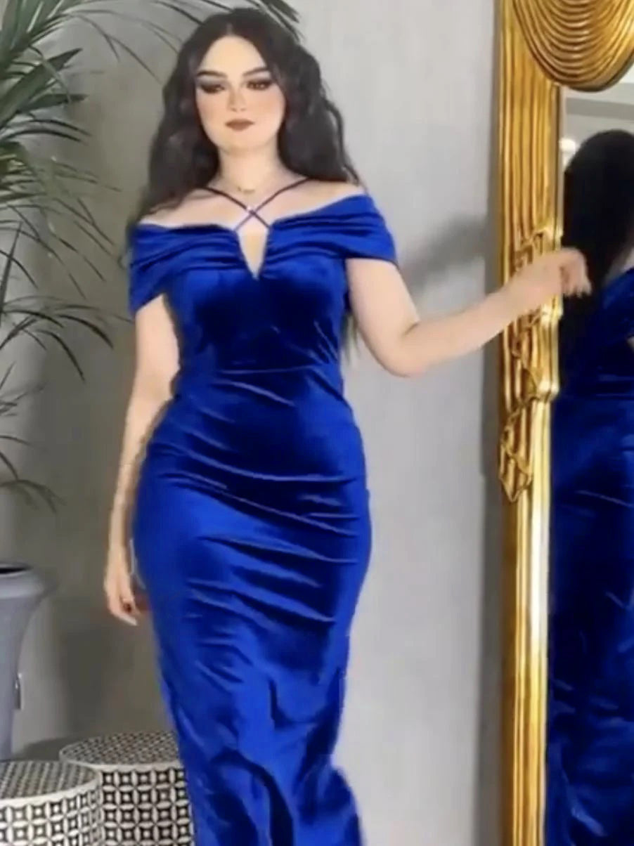 Sweet blue velvet suspender dress