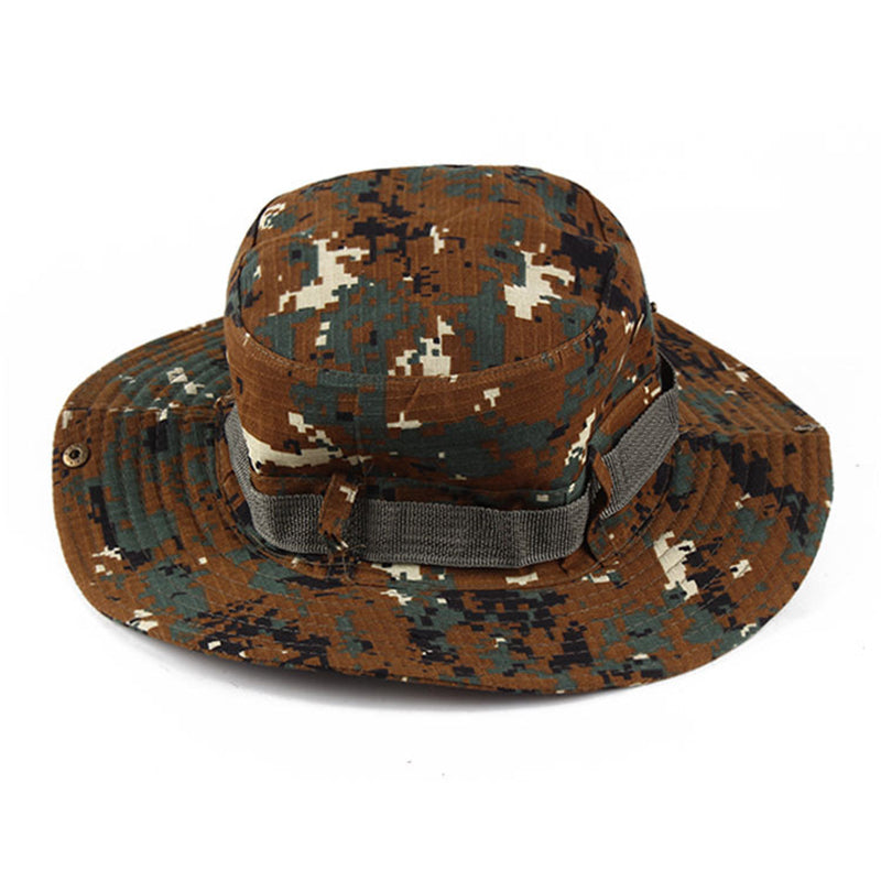 Camouflage sun Cap Outdoor Sports Sun Bucket Cap Fishing Hiking Hunting Hats Big brim fisherman hat solid color casual double-layer tourist hat