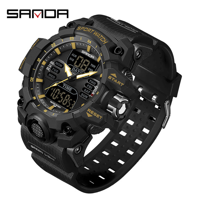 SANDA 6126   Men Watches 50M Waterproof Sports Military Watch Digital  Wristwatch