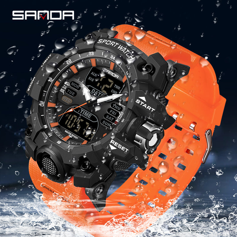 SANDA 6126   Men Watches 50M Waterproof Sports Military Watch Digital  Wristwatch