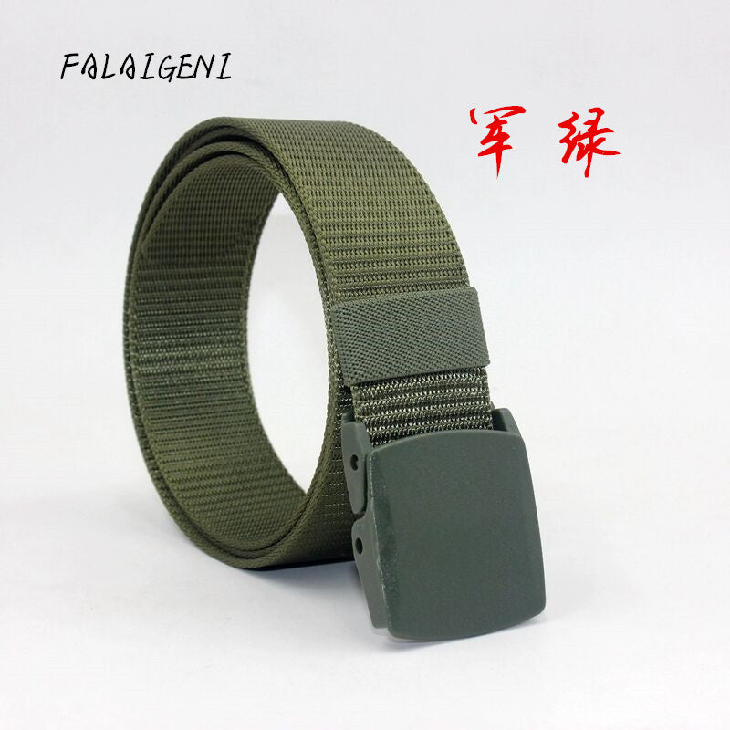 Men's non-metallic non- buckle tactical outdoor sports nylon belt student military training security canvas pants belt