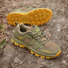 Outdoor hiking shoes men's summer breathable mesh sports shoes tendon bottom wear-resistant  hiking travel shoes thick bottom