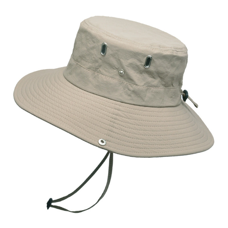 Outdoor Men Hat Fishing Cap Solid Color Wide Brim Anti-UV sun hat Camping Hiking fisherman hat summer Breathable Beach hat Large Bucket Hat Panama