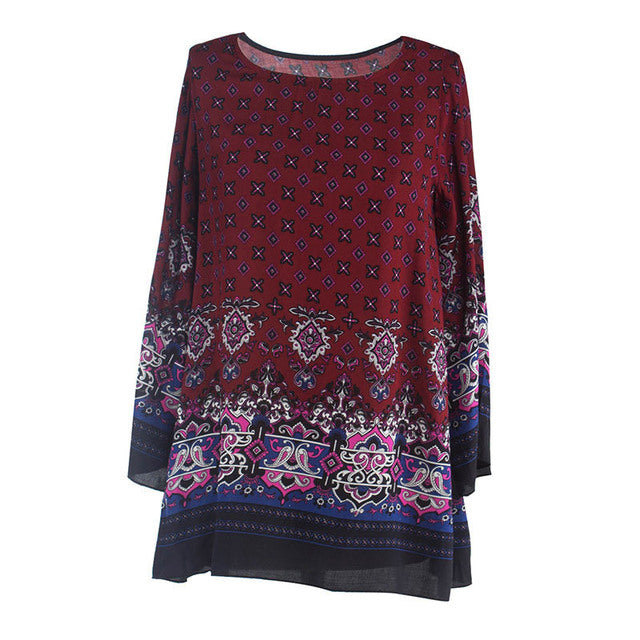 فستان شيفون عرقي عتيق فستان فضفاض مطبوع هندسي غير رسمي للسيدات صيفي بوهو لقضاء العطلات على الشاطئ تنورة قصيرة 3h22