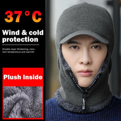 Men Winter Warm Wool Hat Outdoor Hiking Cycling Ski Warm Thick   Cap Scarf Windproof Cap Ear Protection  gorras
