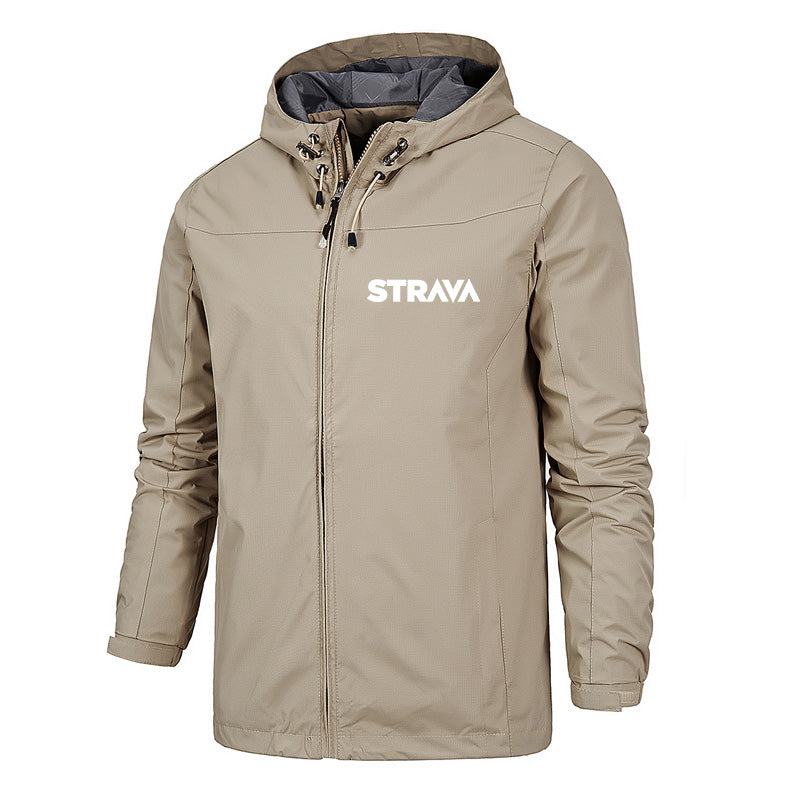 STRAVA Spring Autumn Windbreaker Cycling Jacket Men Breathable Hooded Blazer Hiking Waterproof Wear Scratch Resistant Riding Jacket Coats