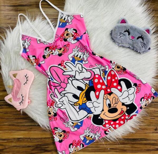 European and American home service ins wind nightdress cartoon print vest suspenders home skirt