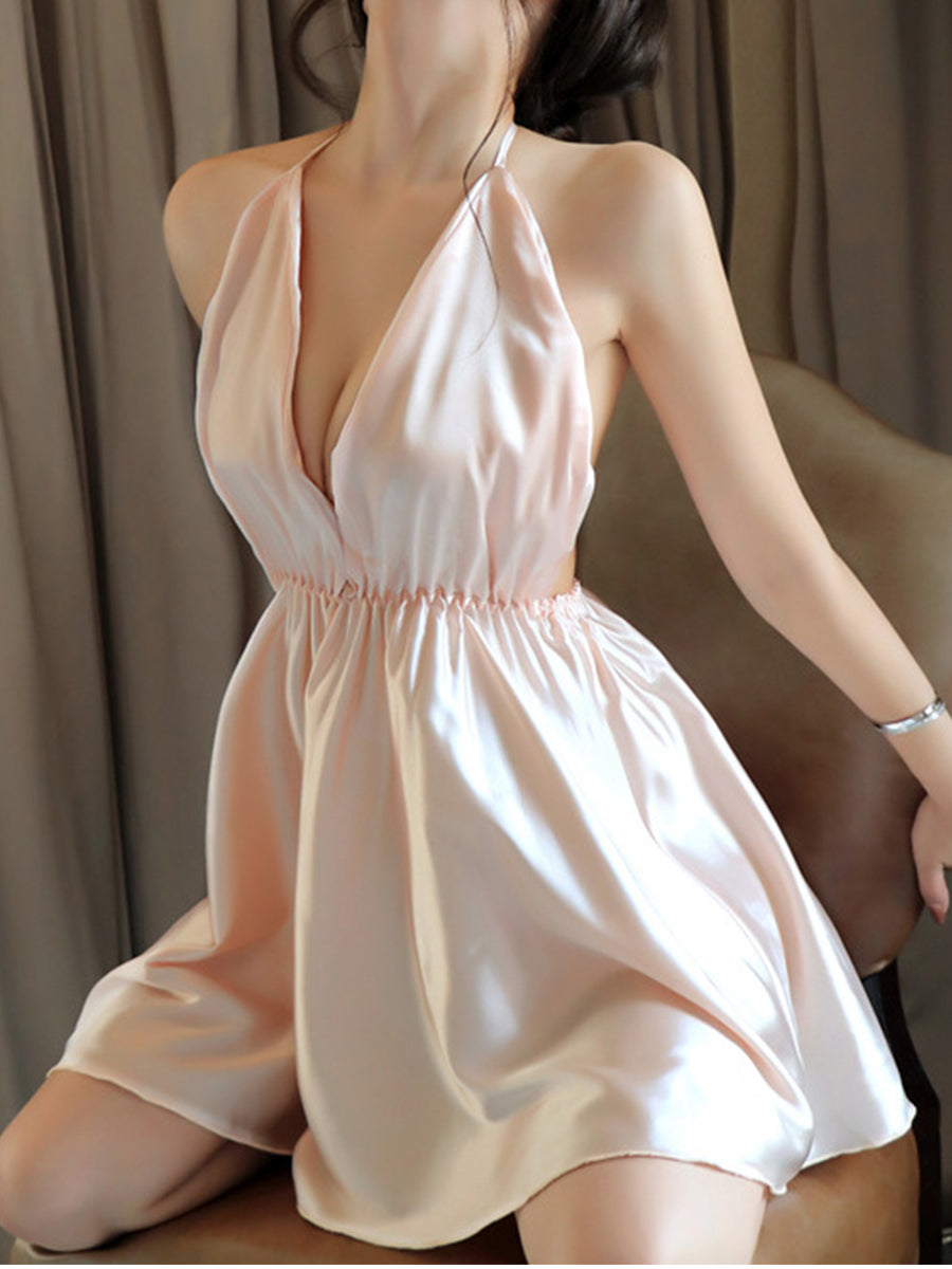 Ladies Fashion Simulation Silk Backless Nightdress J1JX1189YML