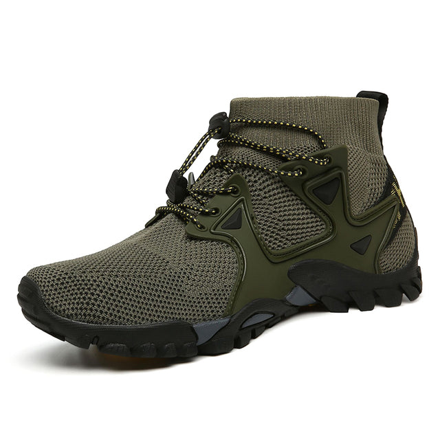 Men's hiking shoes flying woven high-top large size river tracing shoes Men's summer hiking shoes women's outdoor amphibious shoes breathable fashion
