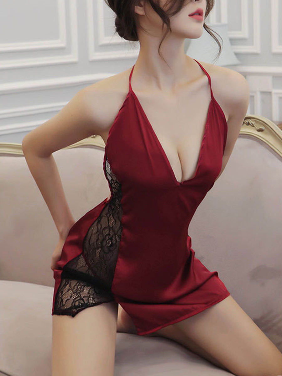 ملابس نوم نسائية أوروبية وأمريكية من الدانتيل وخياطة منزلية من الحرير J2JX1131YML 