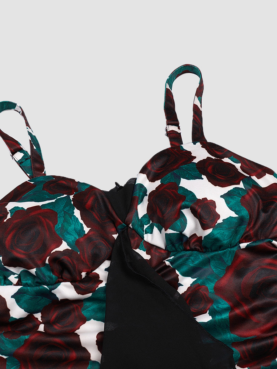 Vintage Print  Slip Dress