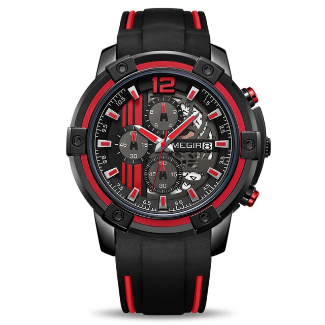 Wristwatch Big   Men Watches with Chronograph Silicone Military Sport Watch Men Relogio Masculino Fashion Wristwatches Gift Box Pack Well