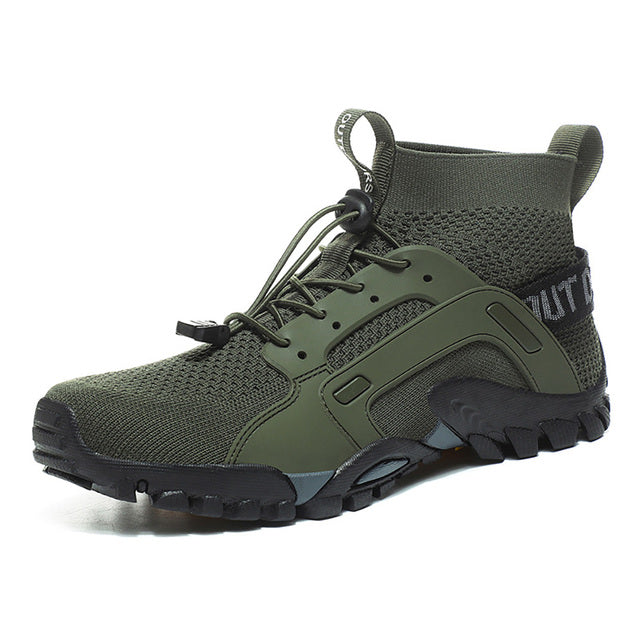 Men's hiking shoes flying woven high-top large size river tracing shoes Men's summer hiking shoes women's outdoor amphibious shoes breathable fashion
