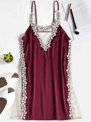 Women's Fresh Home Pajamas Deep V Backless Nightdress Suspender Lace Home Clothes