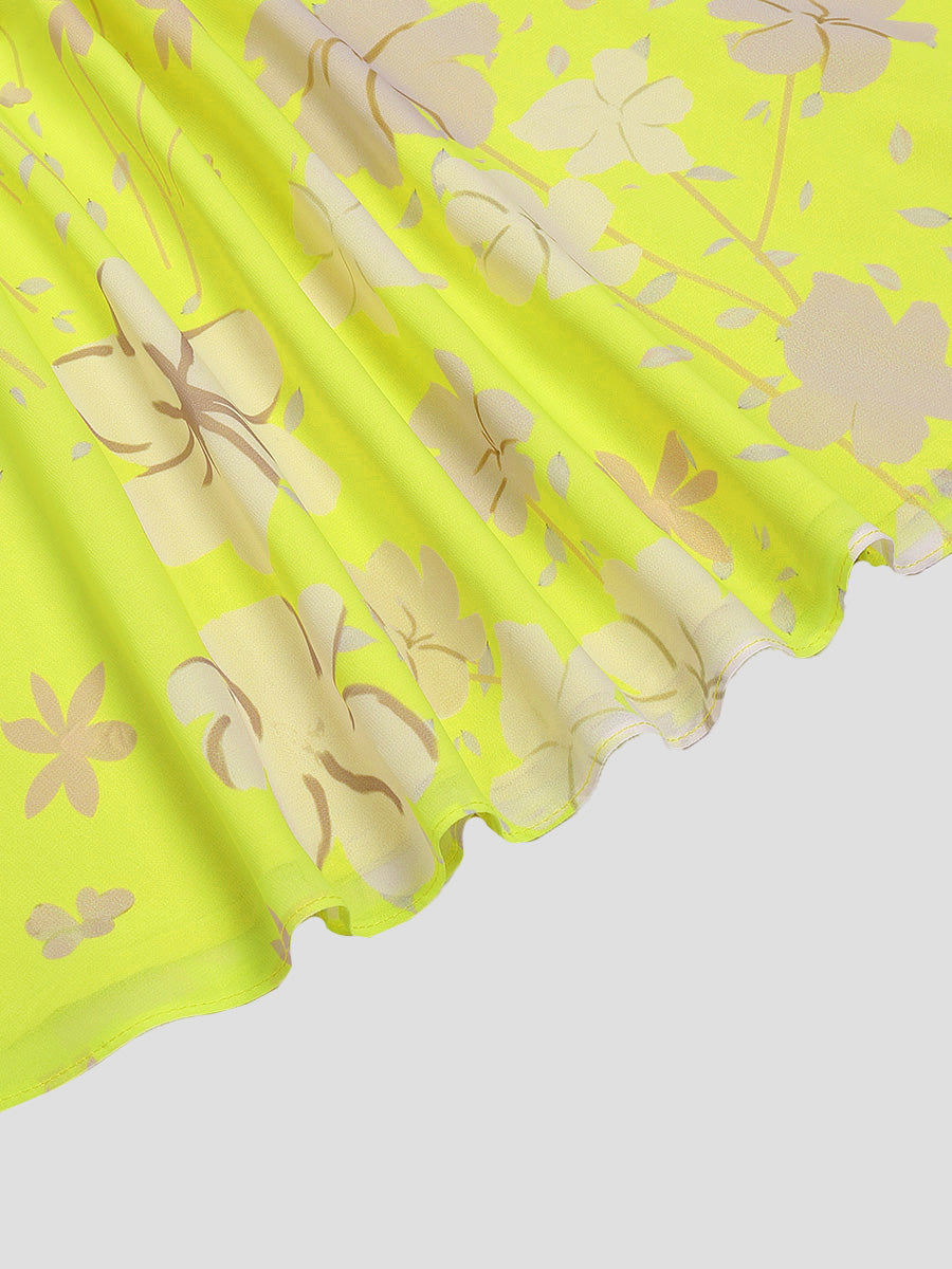 floral print chiffon dress