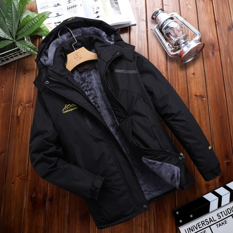 Men's fleece thickened autumn and winter windproof waterproof jacket jacket outdoor cold and warm mountaineering suit
