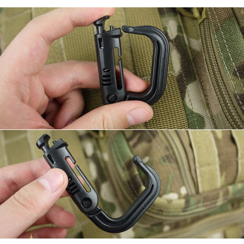 Connecting Lattice Hook Buckle D-Ring Buckle Molle Webbing Backpack Buckle Hasp Lock Steel Lock Camp Hiking Mountaineering Outdoor