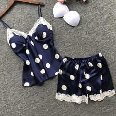 Sexy Ladies Sexy Lingerie Big Polka Dot Ladies Sling Pajamas Home Service Set