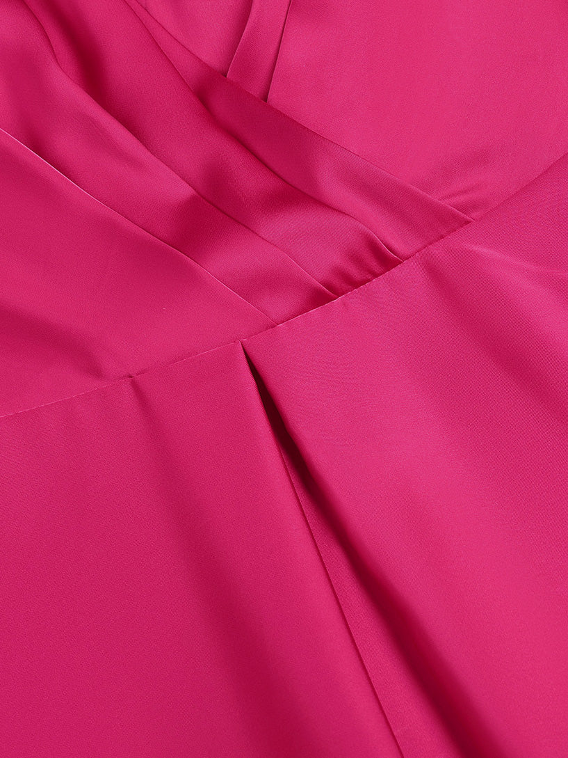 Rose Red Elegant Hot Diamond Neckline Waist  Dress