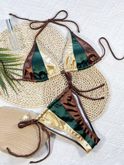 Bikini Women's Split Swimsuit Solid Color Panel Sexy Hawaiian Beach Swimsuit