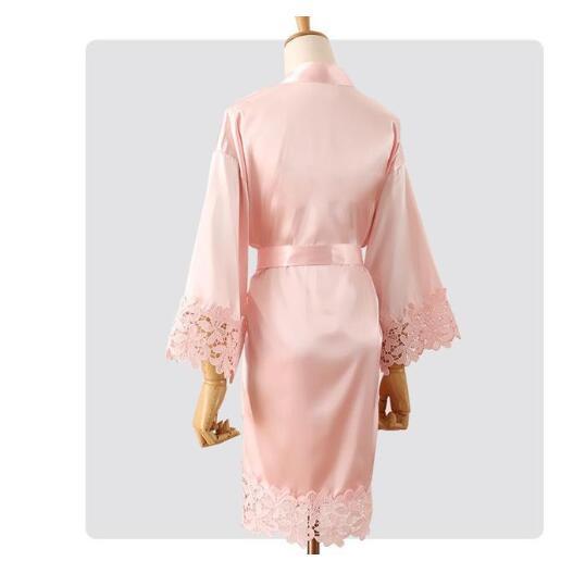Summer Lace Sleepwear Wedding Robe Gown Bride Bridemaid Solid  Kimono Bathrobe Women Casual Home Night Dress M L Xl