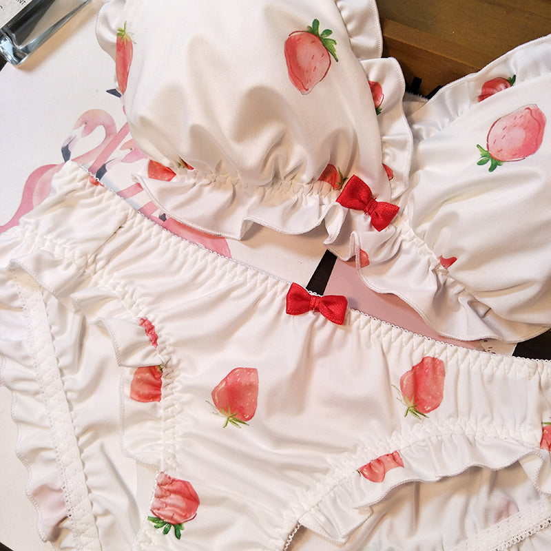 مجموعة حمالة صدر يابانية لطيفة وحلوة بدون حلقة مثلثة من الفولاذ وأذن خشبية مريحة ورقيقة ومثير للفتيات 