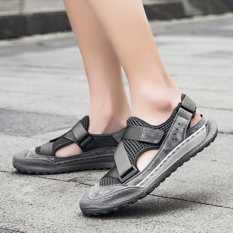 Sandals men's summer outdoor sports mesh hiking shoes breathable hole shoes waterproof wading upstream