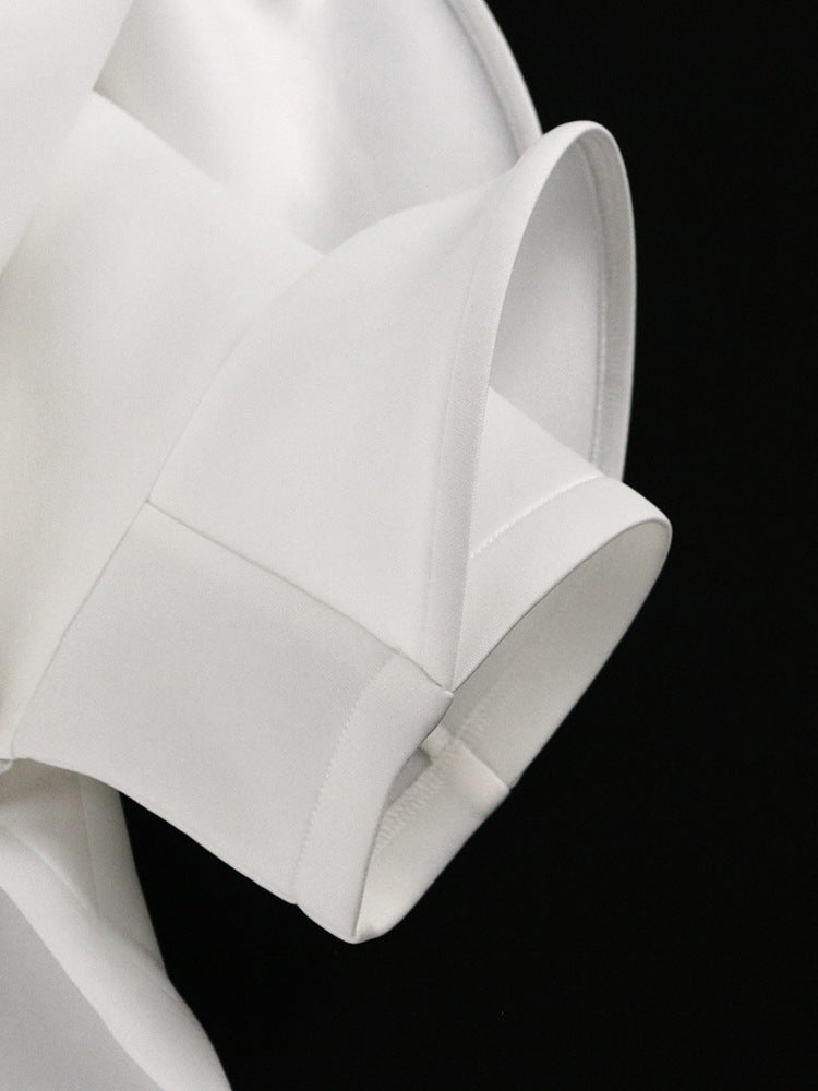 AOMEI Women Party Dress Stylish Short Sleeves Ruffles Peplum Bodycon White Event Birthday Wedding Guest Female Large Size Ladies