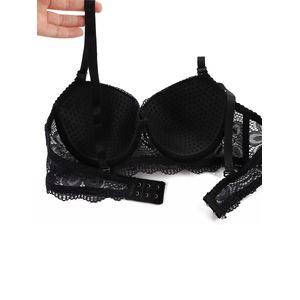 Ladies Underwear Set Sexy Full Lace With Steel Ring Massage  Two-Breasted Bra