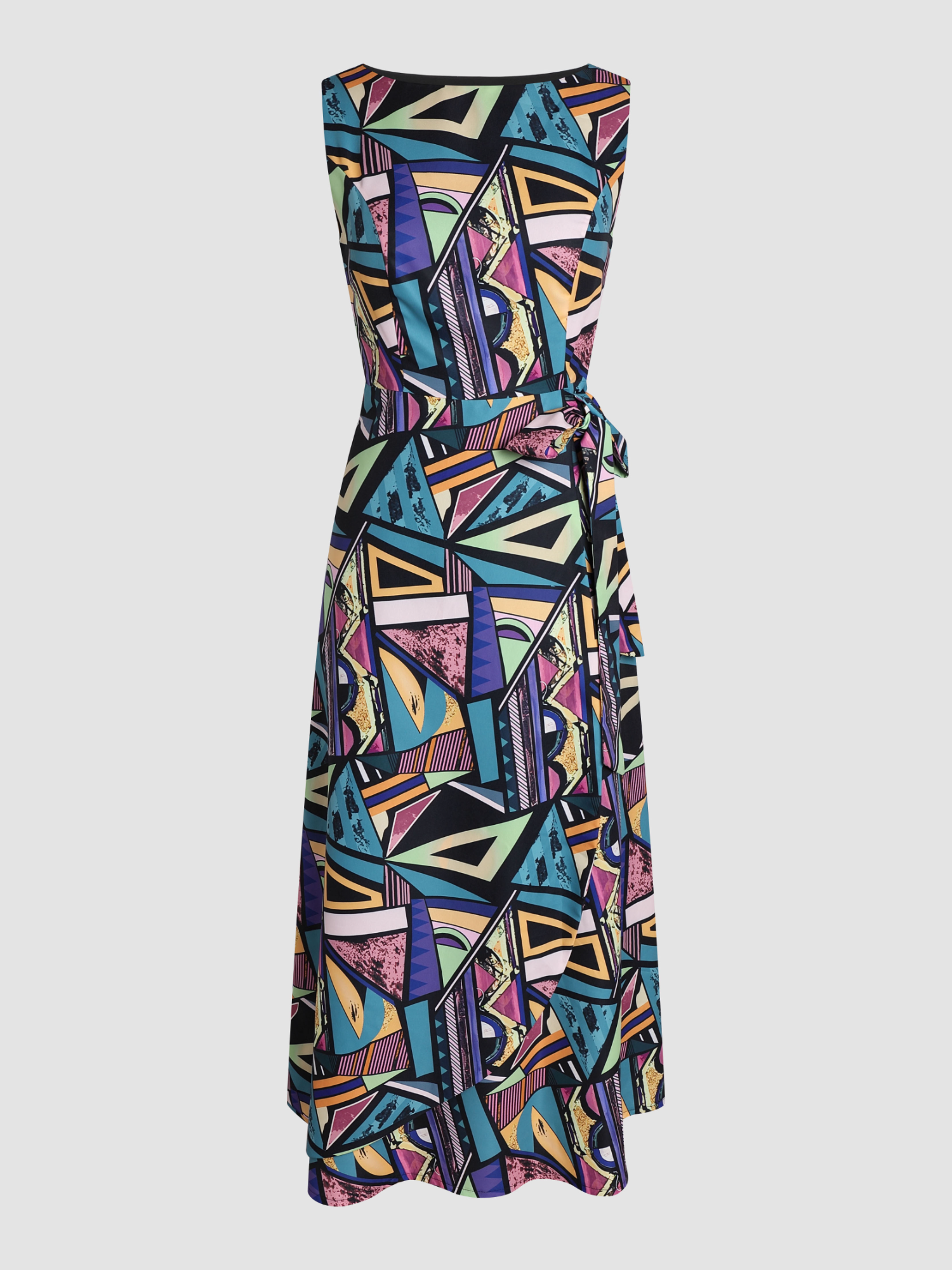 Multicolored Geometric Print Sleeveless Dress