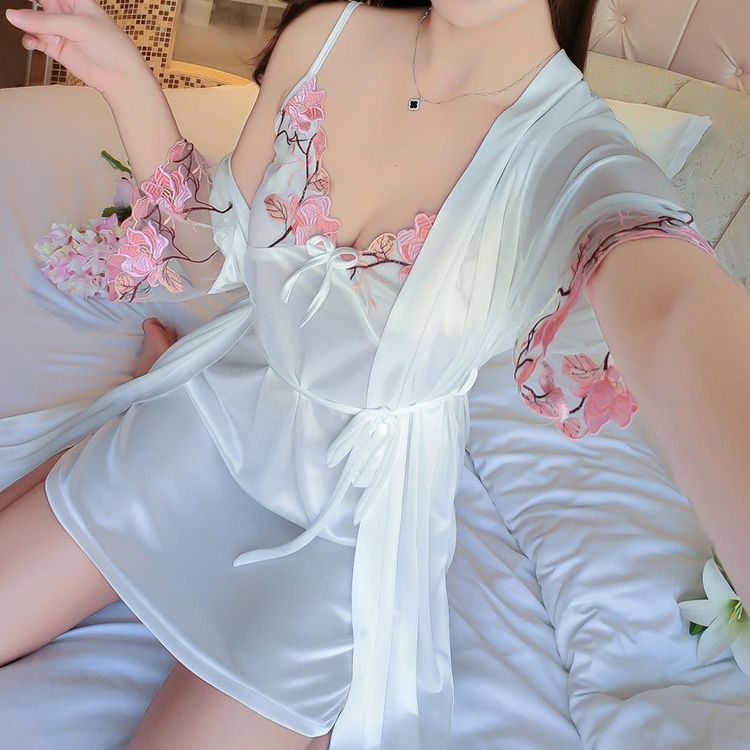 Summer Ladies Silk Pajamas Sling Nightdress Two-Piece Set