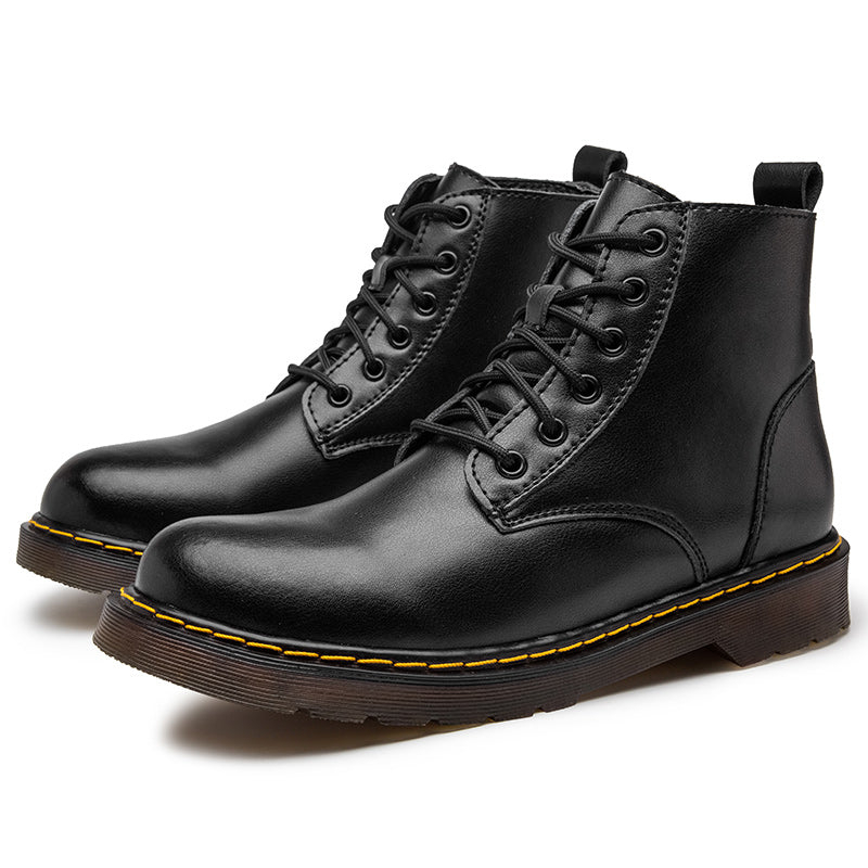 Pure black motorcycle Martin boots men's spring England Korean version of the trend of all-match high-top leather shoes men's shoes knight boots