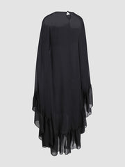 Black Sheer Elegant Chiffon Skirt Ruffled Dress