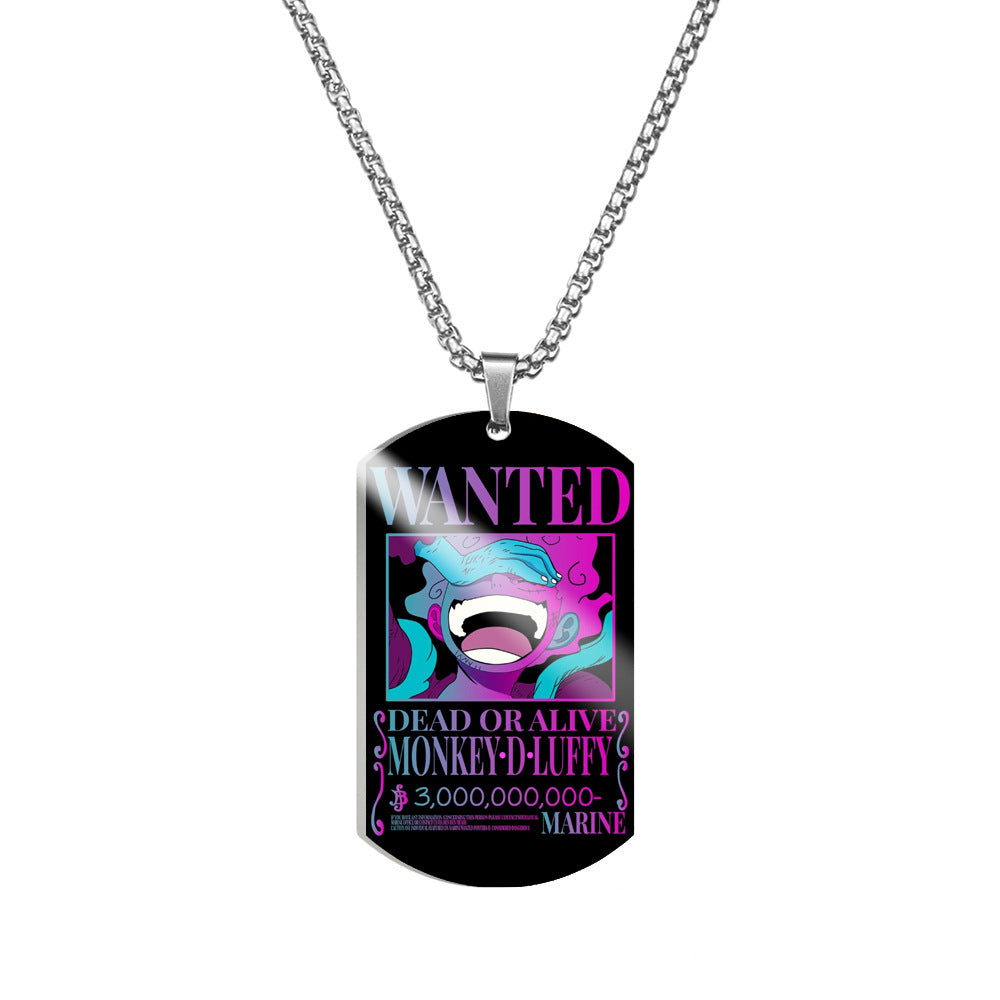 New poster Pirate King wanted titanium steel military  necklace 3 billion Pirate King stainless steel pendant dog