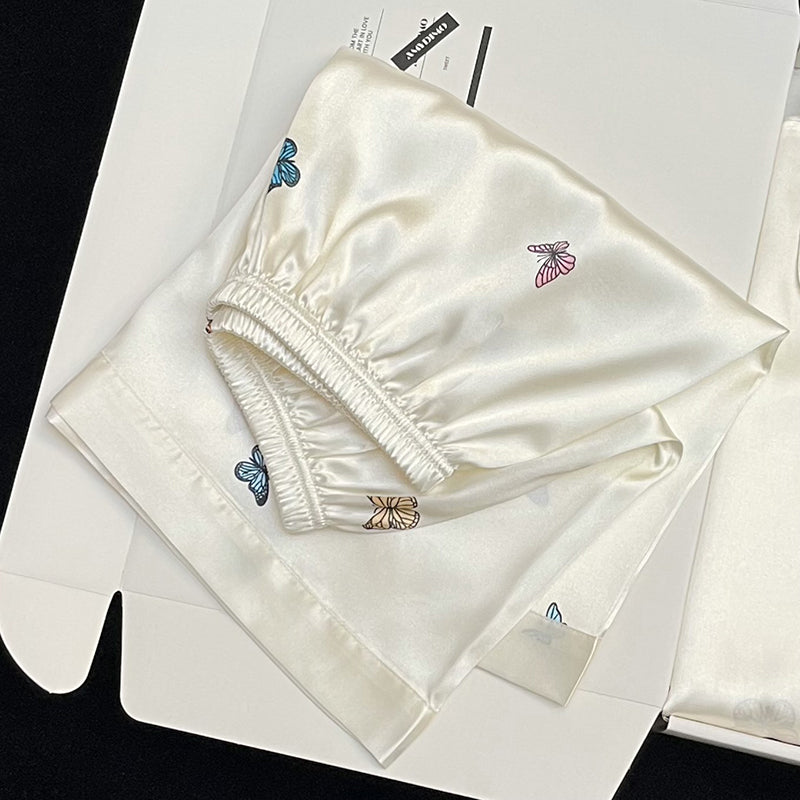 Summer silk ice silk thin  silk suit women's pajamas short-sleeved shorts pajamas home clothes