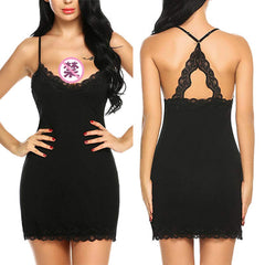 New lingerie straps solid lace nightgown