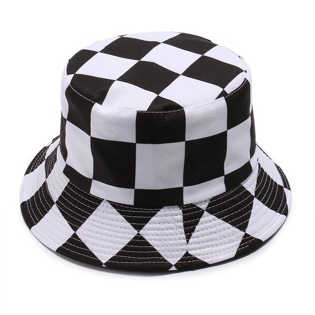 New Fashion Plaid Printed Fisherman Hat Spring Summer Men Ladies Sun Hat Reversible Outdoor Beach Hiking Fishing Hat