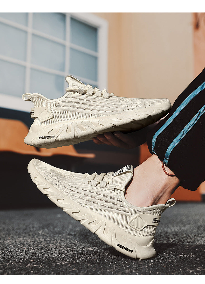 Men's shoes 2023 new summer breathable thin section flying mesh shoes men's casual all-match deodorant mesh sports trendy shoes
