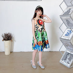 New style skirt abstract girl bohemian dress European and American style retro suspender skirt