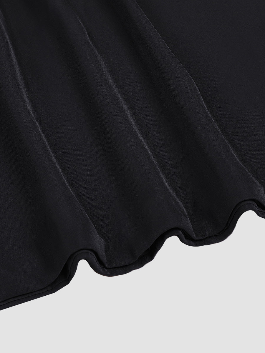 Black Sheer Elegant Chiffon Skirt Ruffled Dress