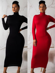 European and American dresses autumn new long skirt sexy  neck dress large size   skirt