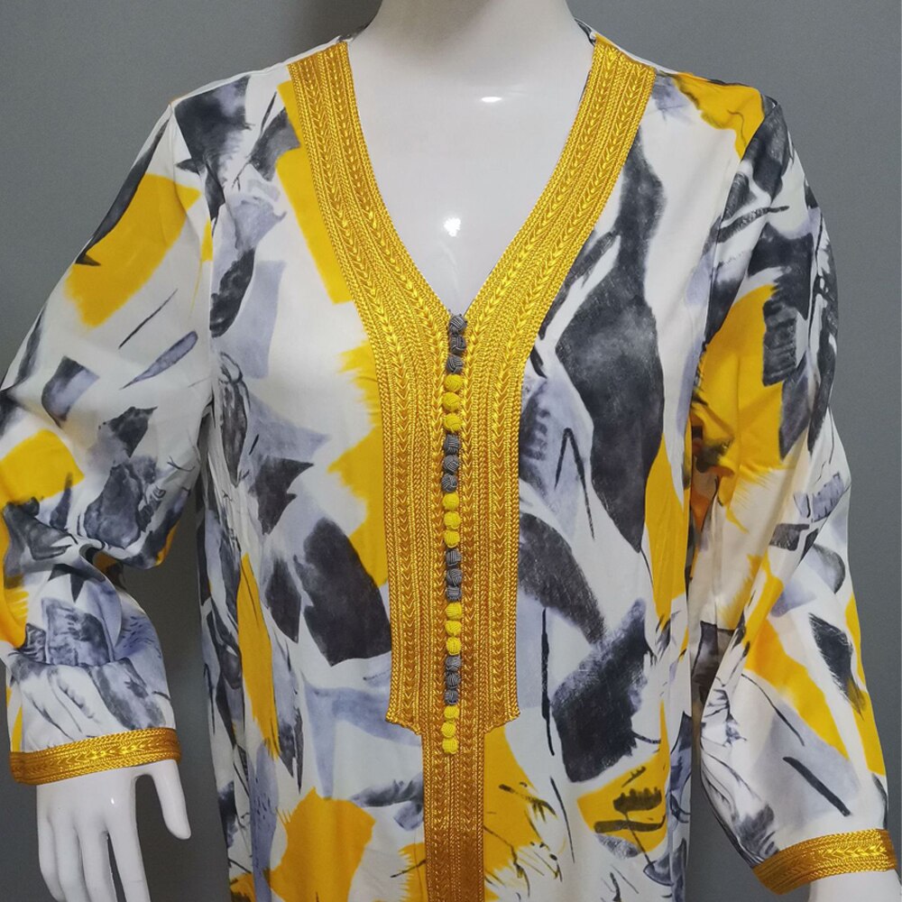 Abaya Dubai Turkey Muslim Long Sleeve Dress Loose Caftan Islamic Clothing For Women African Print Boho Dresses Vestidos Mujer