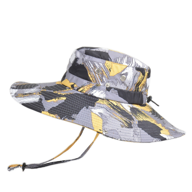 Foldable Big Brim Fisherman Hat New fashion Graffiti Fishing Hats Portable Visor Hat men women Outdoor camping hiking fisherman hat Breathable sun hat