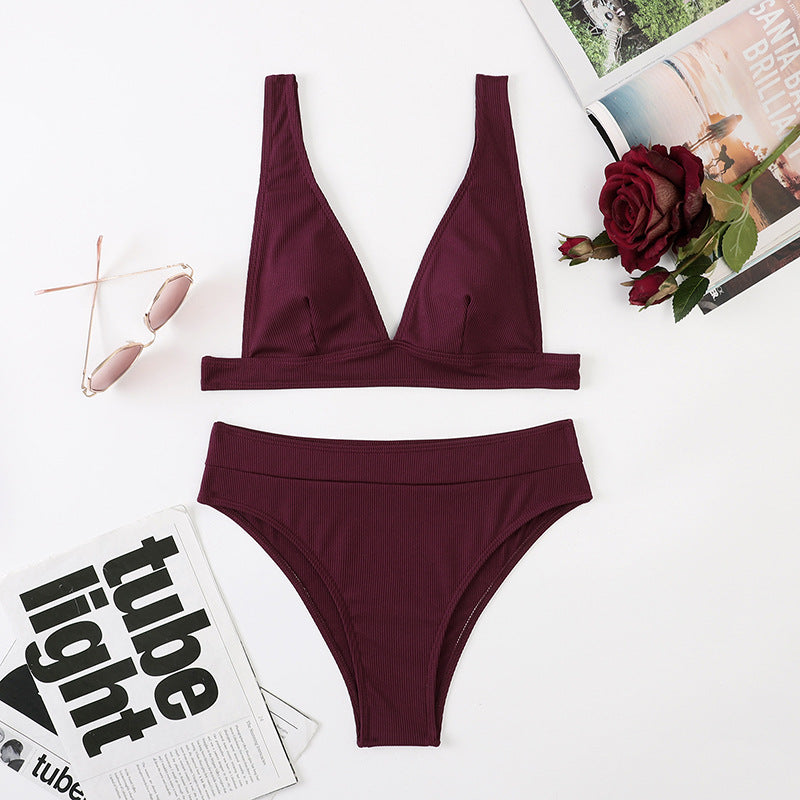 European and American new  waist  swimsuit independent station Amazon hot selling sexy split
