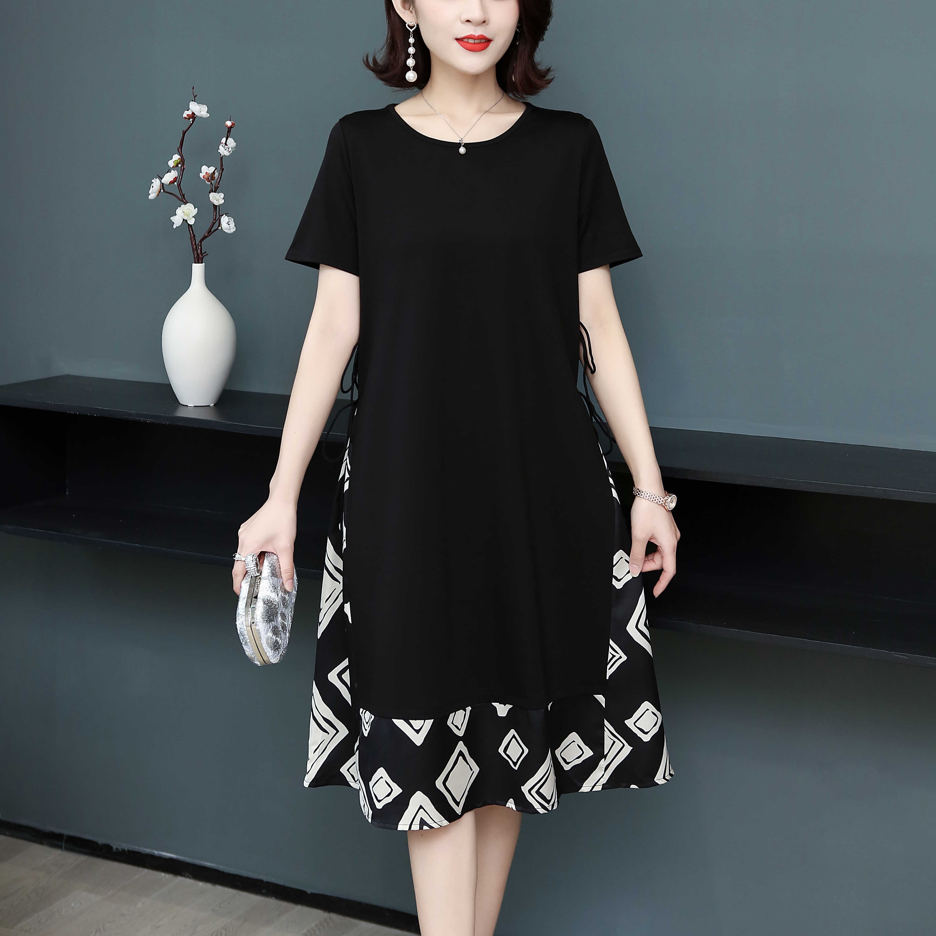 فستان نسائي أنيق جديد موديل 2023 بخياطة من الشيفون فستان نسائي صيفي غير رسمي برقبة دائرية 5*3 