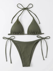 2023 European and American new sexy three-point small pit strip split swimsuit bikini bikini